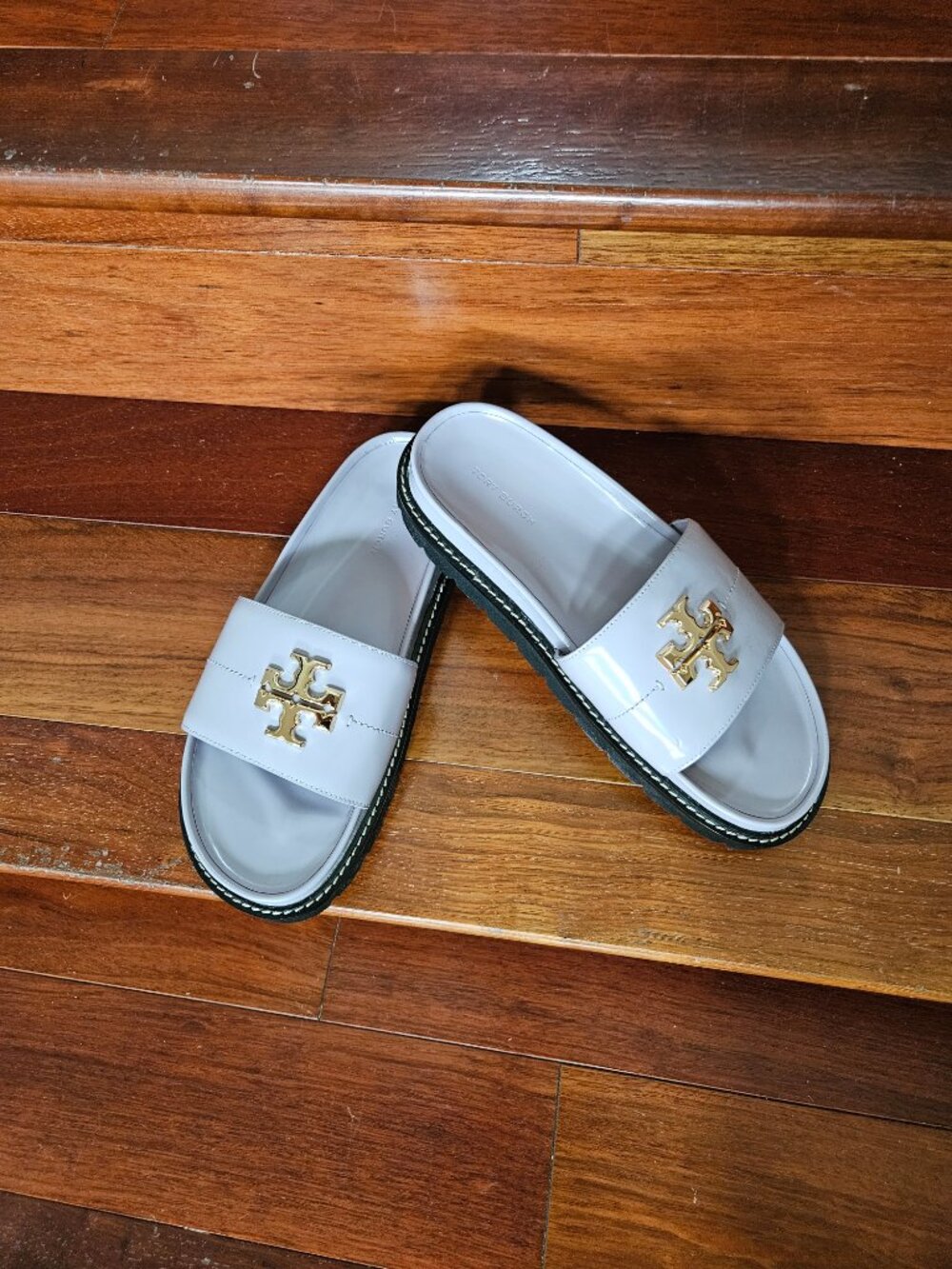 Tory Burch Everly Anatomic Lug Paris Nappa Slide Lavender Size 8 NWOT